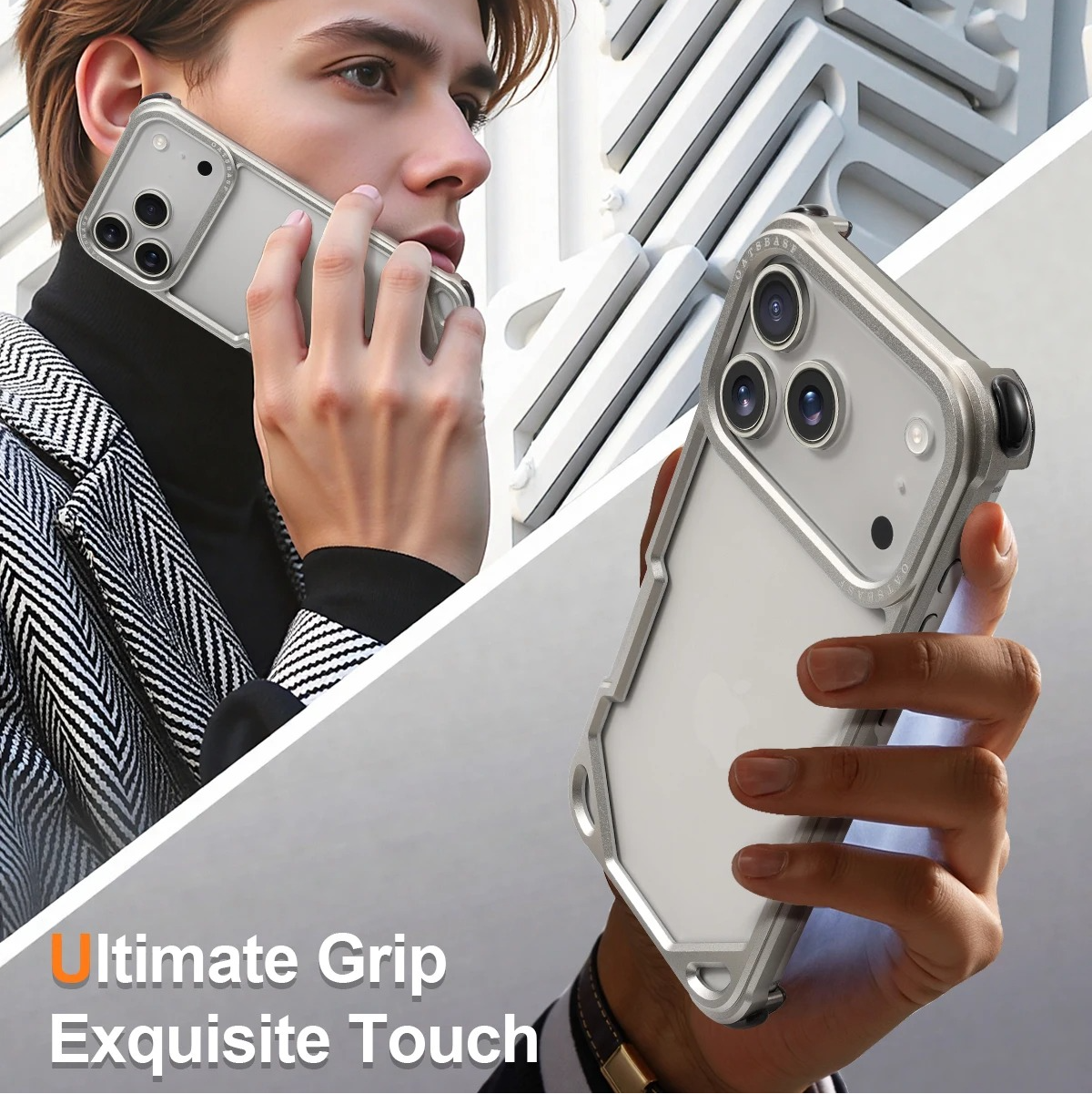 Premium Shockproof iPhone Case — Slim Aluminum Alloy Frameless Protective Cover, Minimalist Wireless-Charging Compatible Design