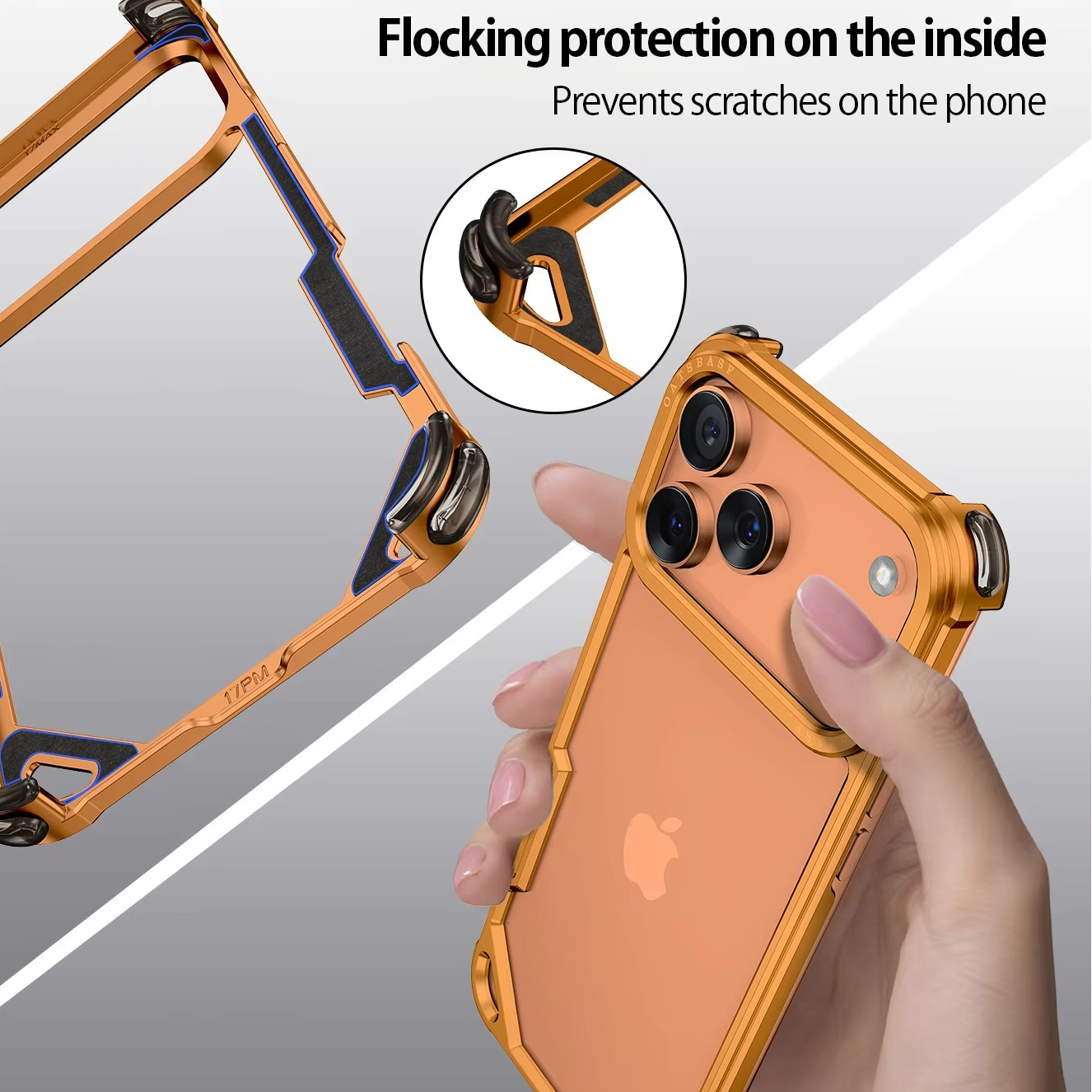Premium Shockproof iPhone Case — Slim Aluminum Alloy Frameless Protective Cover, Minimalist Wireless-Charging Compatible Design