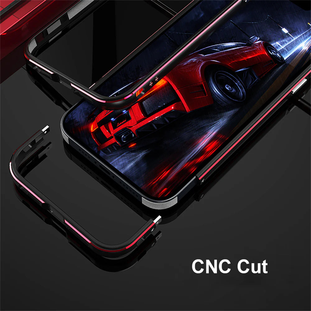 Premium iPhone Bumper Case Aluminum Metal Frame — Slim Protective Cover with Camera Protector, Shockproof Heavy Duty Anti-Scratch Design