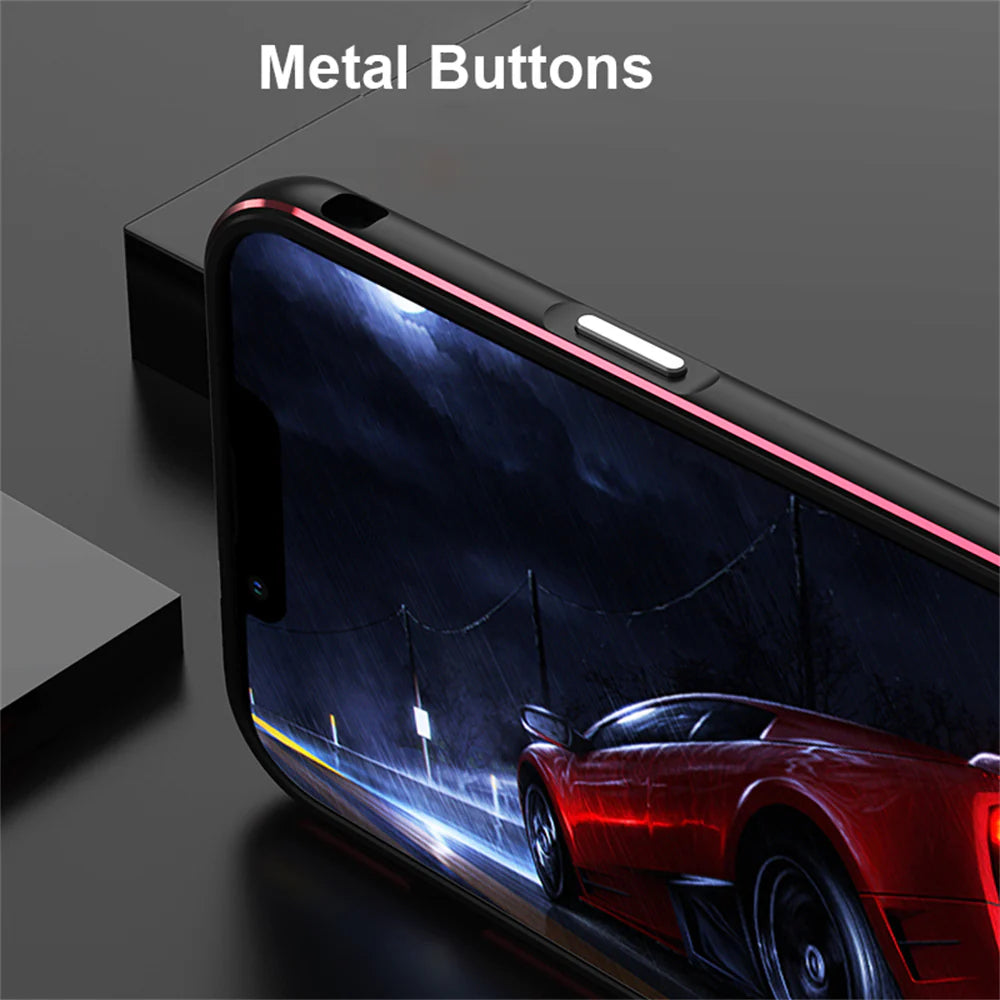 Premium iPhone Bumper Case Aluminum Metal Frame — Slim Protective Cover with Camera Protector, Shockproof Heavy Duty Anti-Scratch Design
