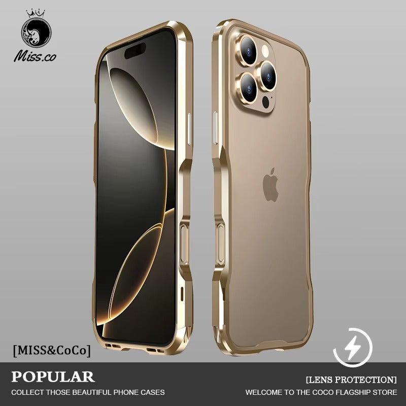 Premium iPhone Case Aluminum Bumper Frame — Metal Lens Protection, Shockproof Durable Phone Shell, Slim Non-Slip Scratch-Resistant Design