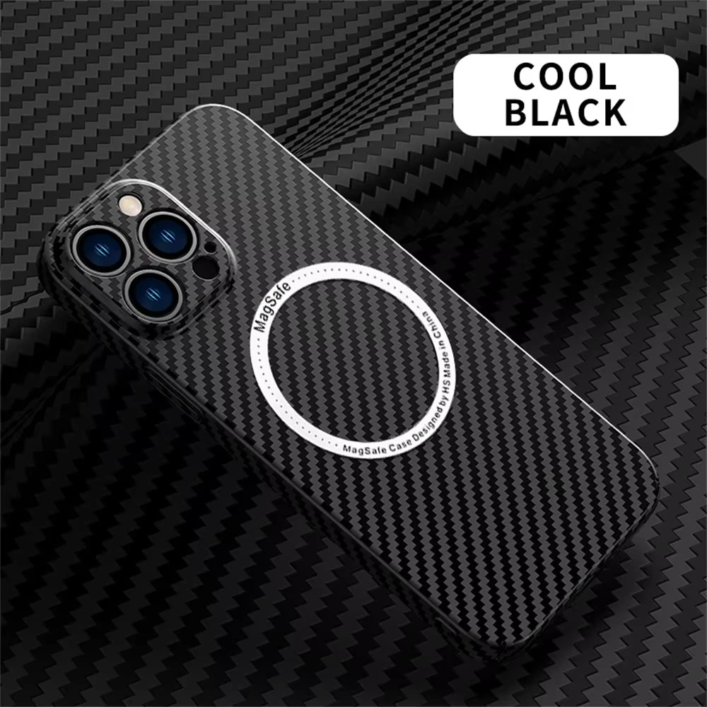 Premium iPhone Case Carbon Fiber Textured Cover — Magnetic Hard Shell with Lens Protection, Shockproof Non-Slip Design, Scratch-Resistant and Dustproof