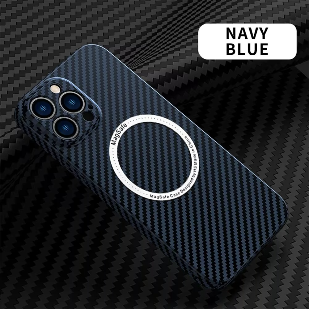 Premium iPhone Case Carbon Fiber Textured Cover — Magnetic Hard Shell with Lens Protection, Shockproof Non-Slip Design, Scratch-Resistant and Dustproof