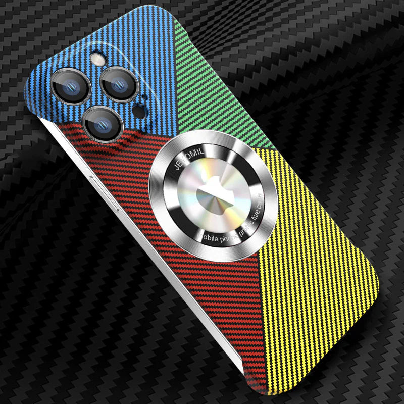 Premium iPhone Case MagSafe Compatible Carbon Fiber Cover — Frameless Thin Hard PC Design, Magnetic Wireless Charging, Matte Cooling Shockproof Protection