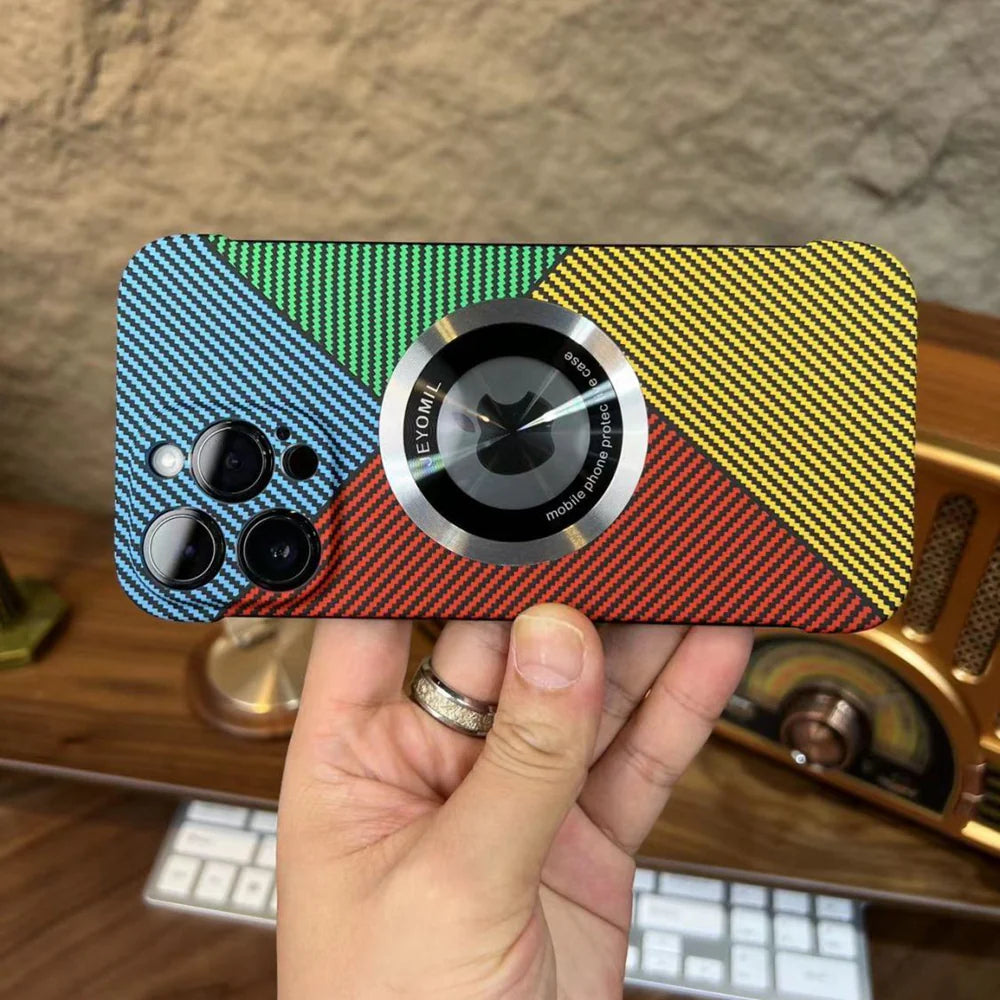 Premium iPhone Case MagSafe Compatible Carbon Fiber Cover — Frameless Thin Hard PC Design, Magnetic Wireless Charging, Matte Cooling Shockproof Protection