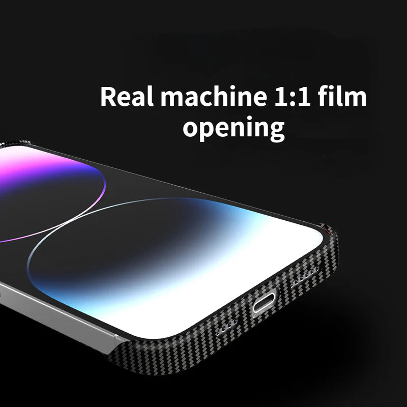 Premium iPhone Case MagSafe Compatible Carbon Fiber Cover — Frameless Thin Hard PC Design, Magnetic Wireless Charging, Matte Cooling Shockproof Protection