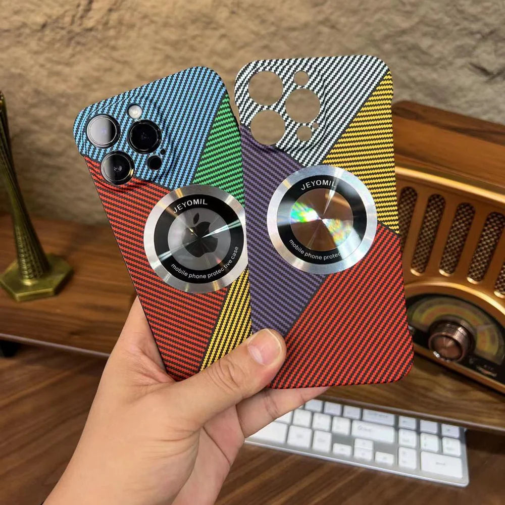 Premium iPhone Case MagSafe Compatible Carbon Fiber Cover — Frameless Thin Hard PC Design, Magnetic Wireless Charging, Matte Cooling Shockproof Protection