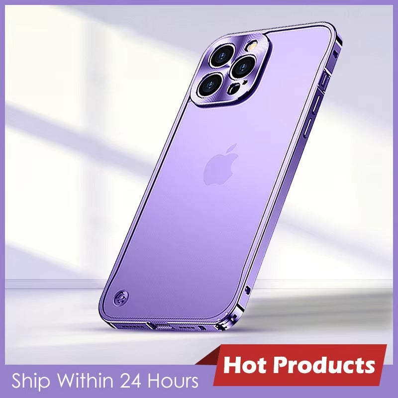 Premium iPhone Case Magnetic Aluminum Alloy Frame — Frosted PC Back Cover, Slim Shockproof Protective Shell, Lightweight Scratch-Resistant Metal Design