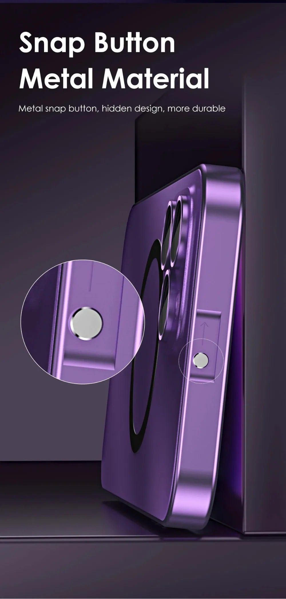 Premium iPhone Case Magnetic Aluminum Metal Frame — PC Backboard Hard Cover, MagSafe Wireless Charging Compatible, Shockproof Matte Anti-Fingerprint Design