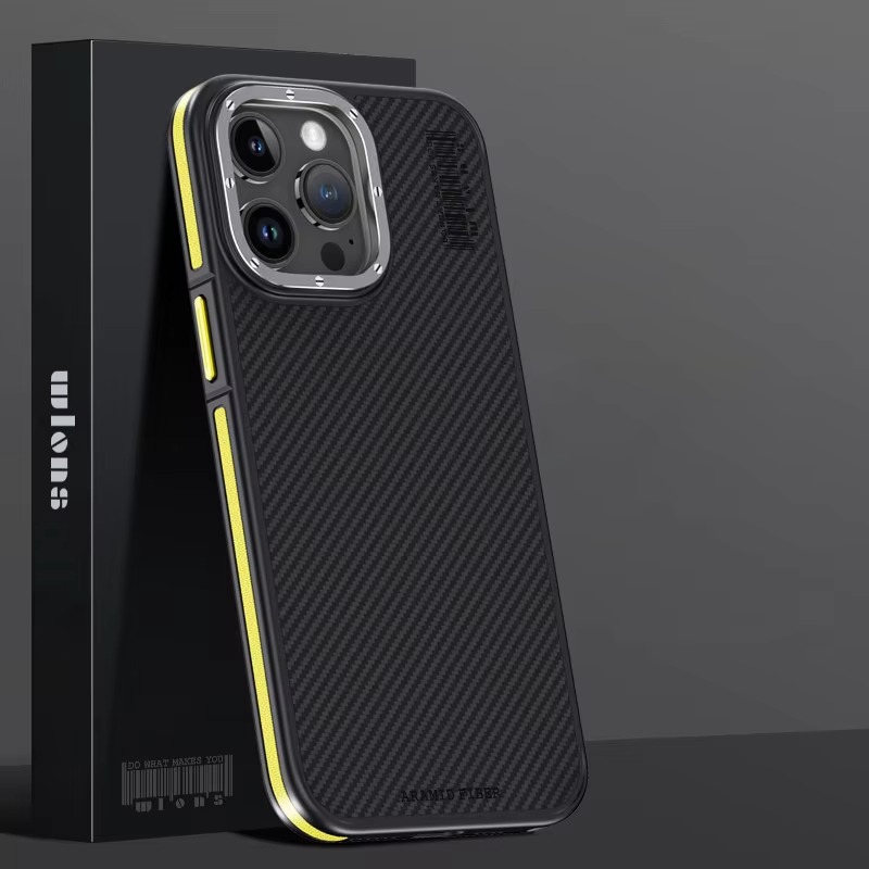 Premium iPhone Case — 600D Kevlar Series Magnetic Cover with Metal Camera Ring, Shockproof Half-Wrapped PC+TPU Design & MagSafe Compatibility