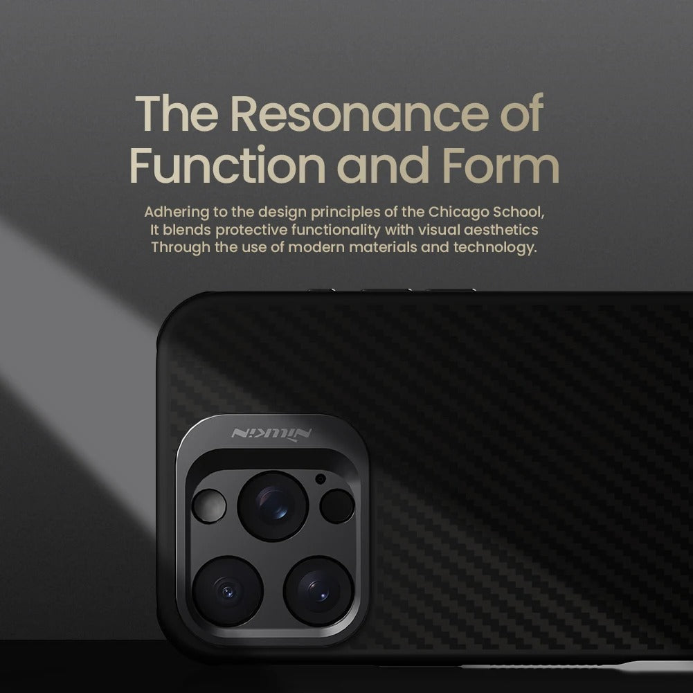 Premium iPhone Case — Aramid Fiber Kevlar 600D Half-Wrapped Cover with MagSafe, Invisible Camera Ring Stand, Shockproof Anti-Fingerprint Design