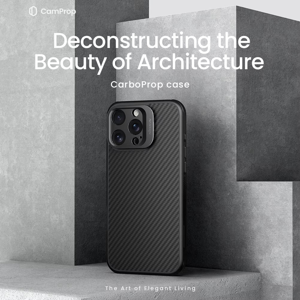 Premium iPhone Case — Aramid Fiber Kevlar 600D Half-Wrapped Cover with MagSafe, Invisible Camera Ring Stand, Shockproof Anti-Fingerprint Design