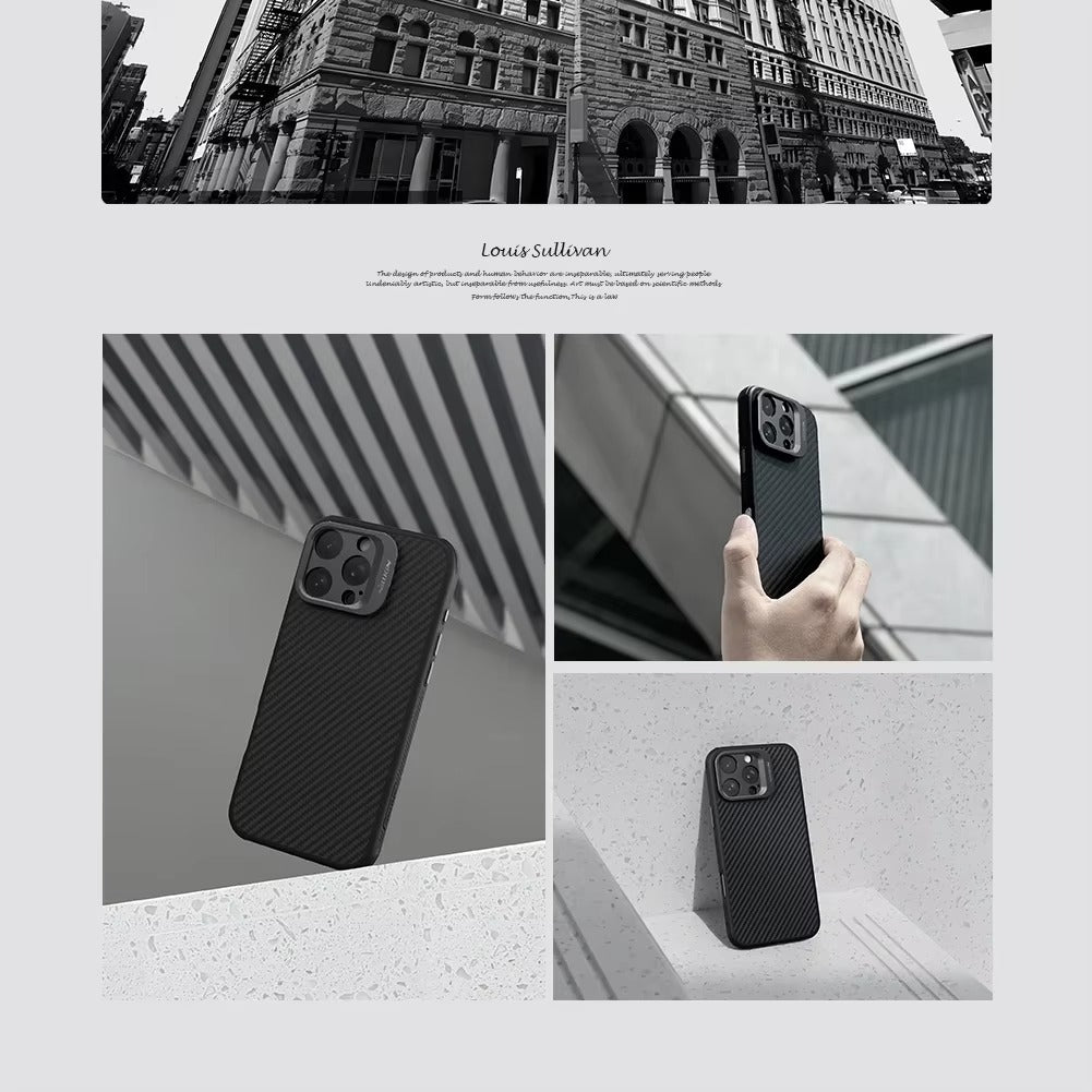 Premium iPhone Case — Aramid Fiber + TPU Magnetic Cover with Metal Frame Protection, Shockproof Full-Coverage Design & MagSafe Wireless Charging Support