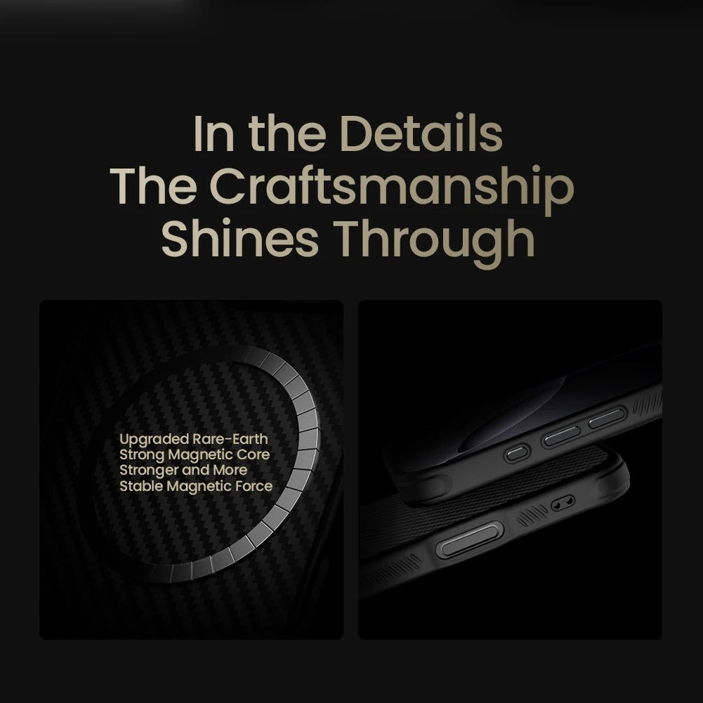 Premium iPhone Case — Aramid Fiber + TPU Magnetic Cover with Metal Frame Protection, Shockproof Full-Coverage Design & MagSafe Wireless Charging Support