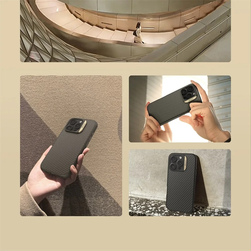 Premium iPhone Case — Aramid Fiber + TPU Magnetic Cover with Metal Frame Protection, Shockproof Full-Coverage Design & MagSafe Wireless Charging Support