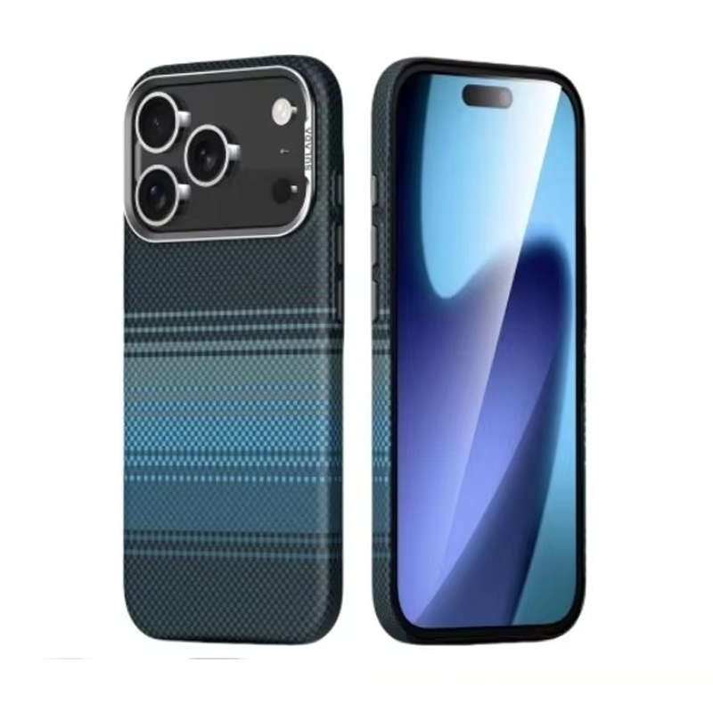 Premium iPhone Case — Carbon Fiber Pattern MagSafe Cover with Kevlar-Style Shockproof PC Hard Protection & Magnetic Alignment Design