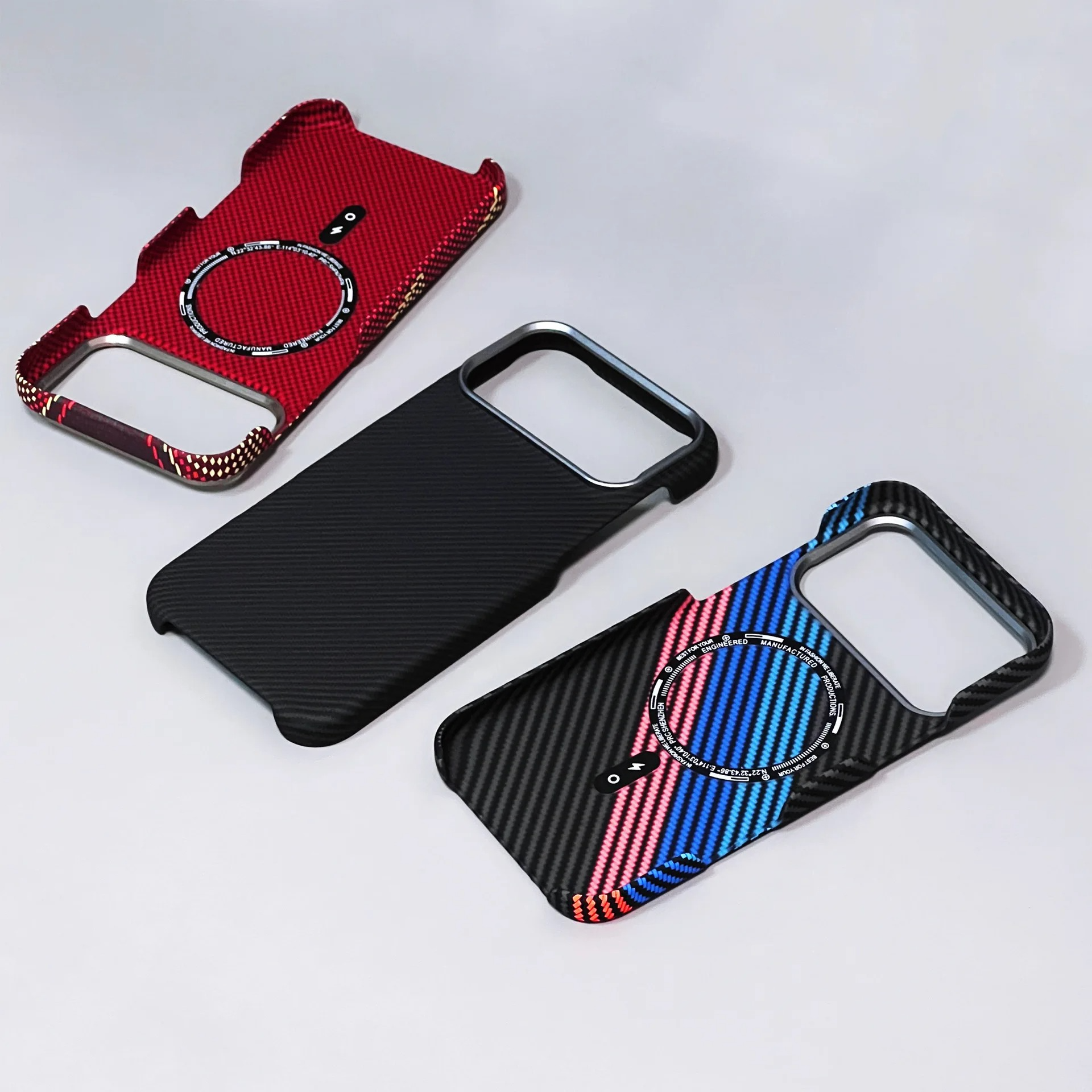 Premium iPhone Case — Carbon Fiber Texture Magnetic Cover with MagSafe Charging Support, Shock-Absorbing PC+TPU Hybrid Half-Wrapped Design