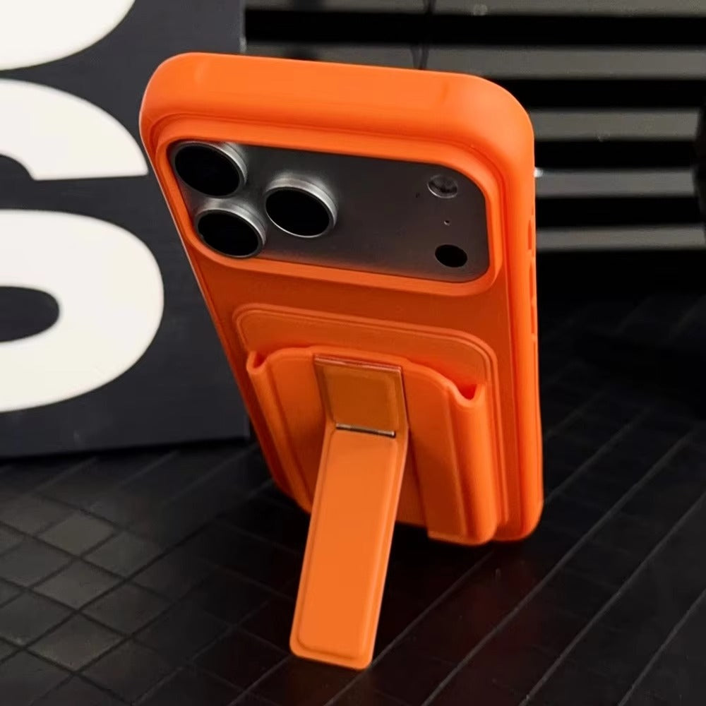 Premium iPhone Case — Card Holder Leather Cover with Camera Lens Protection, Kickstand, Shockproof Plastic + Aluminum Design, Full Protection