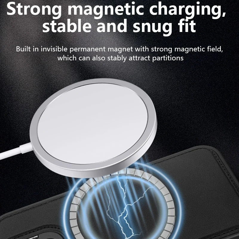 Premium iPhone Case — Card Holder Leather Cover with Camera Lens Protection, Kickstand, Shockproof Plastic + Aluminum Design, Full Protection