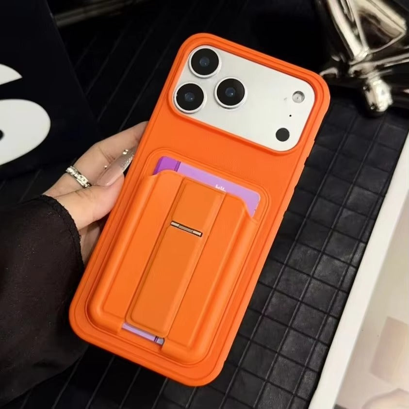 Premium iPhone Case — Card Holder Leather Cover with Camera Lens Protection, Kickstand, Shockproof Plastic + Aluminum Design, Full Protection