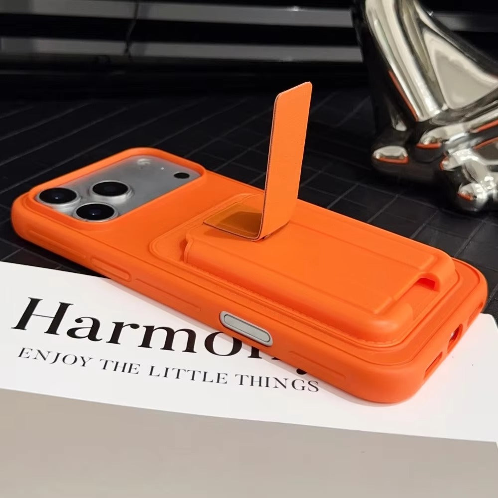 Premium iPhone Case — Card Holder Leather Cover with Camera Lens Protection, Kickstand, Shockproof Plastic + Aluminum Design, Full Protection