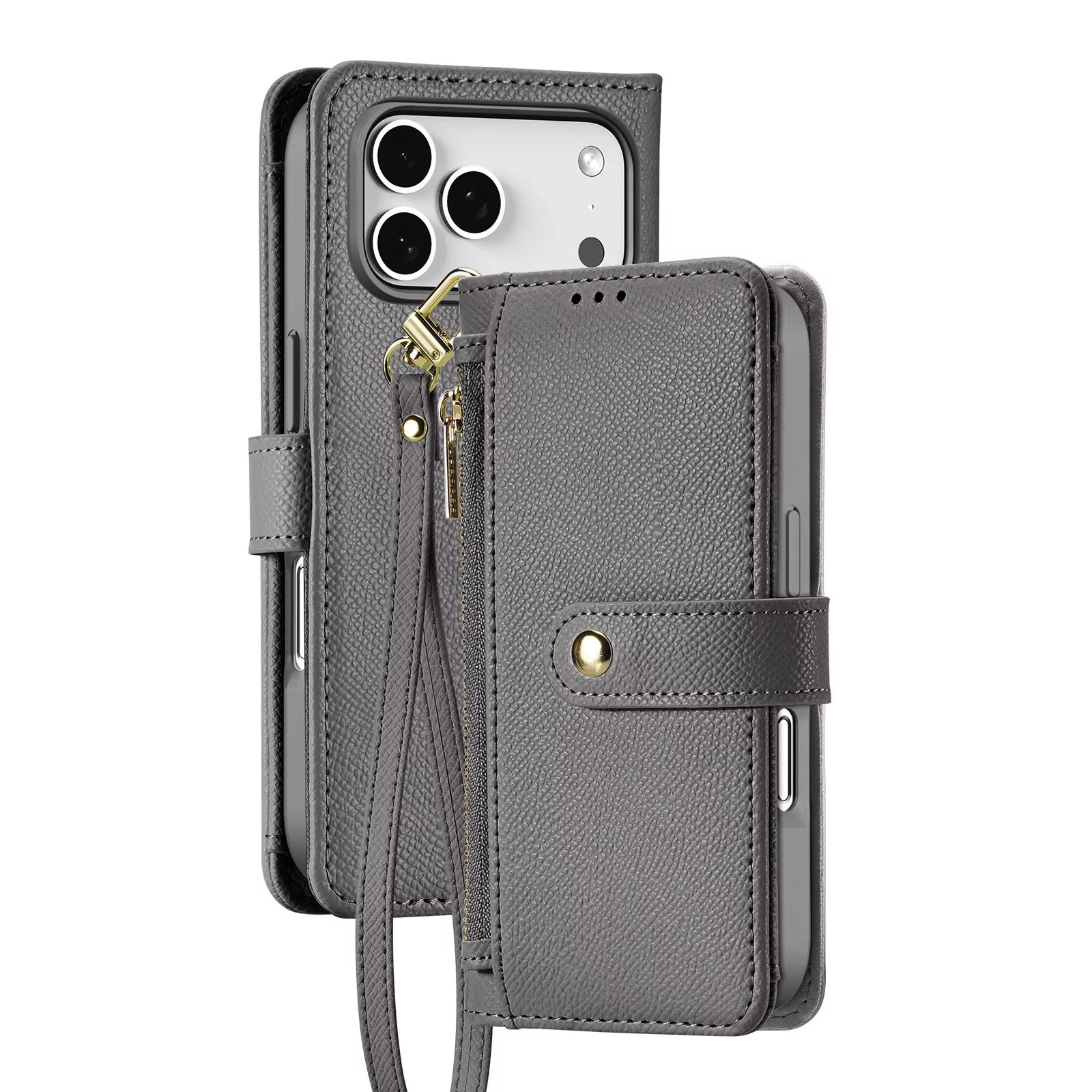 Premium iPhone Case — Cow Leather Detachable Magnetic Wallet Cover with Card Slots, Shockproof Drop Protection, Wireless-Charging Support & Lanyard Option