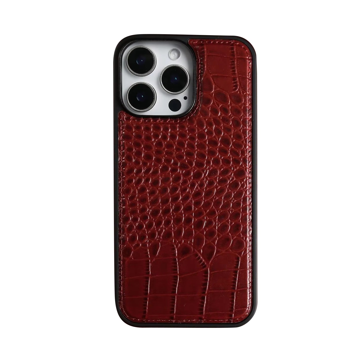 Premium iPhone Case — Crocodile-Pattern Genuine Cowhide Leather Cover with Shockproof TPU Protection, Anti-Fingerprint Finish and Raised Camera Lips