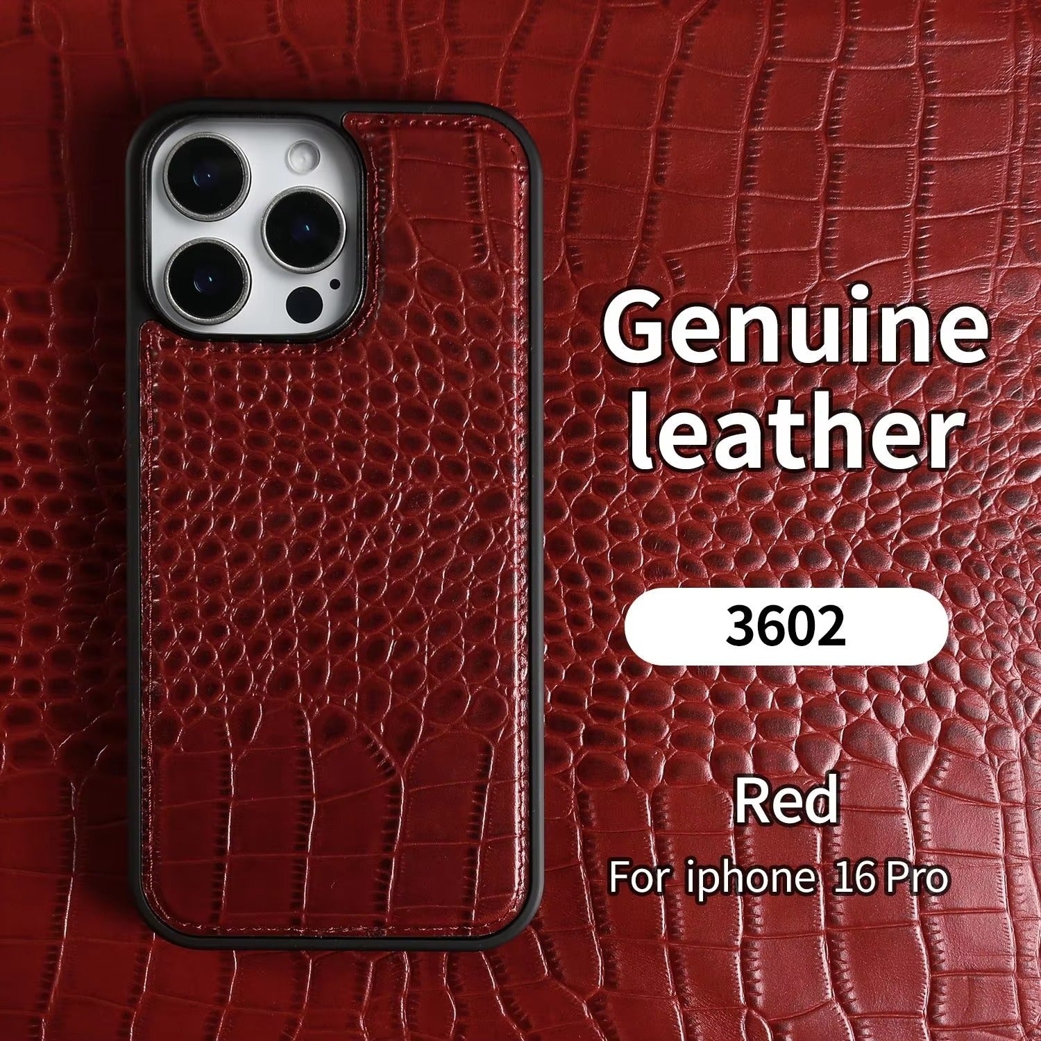 Premium iPhone Case — Crocodile-Pattern Genuine Cowhide Leather Cover with Shockproof TPU Protection, Anti-Fingerprint Finish and Raised Camera Lips