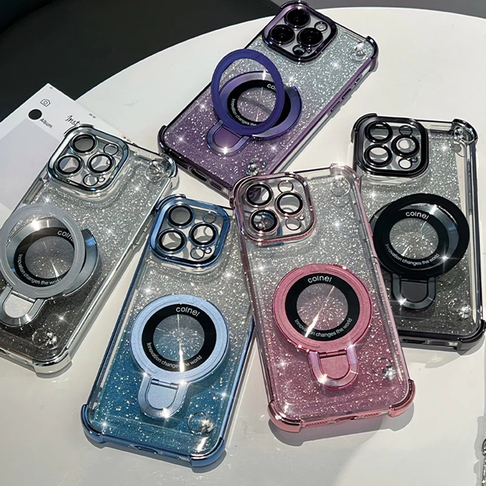 Premium iPhone Case — Four-Corner Anti-Drop TPU Cover with Wireless Charging Holder, Shockproof Lanyard Design & Half-Wrapped Protection