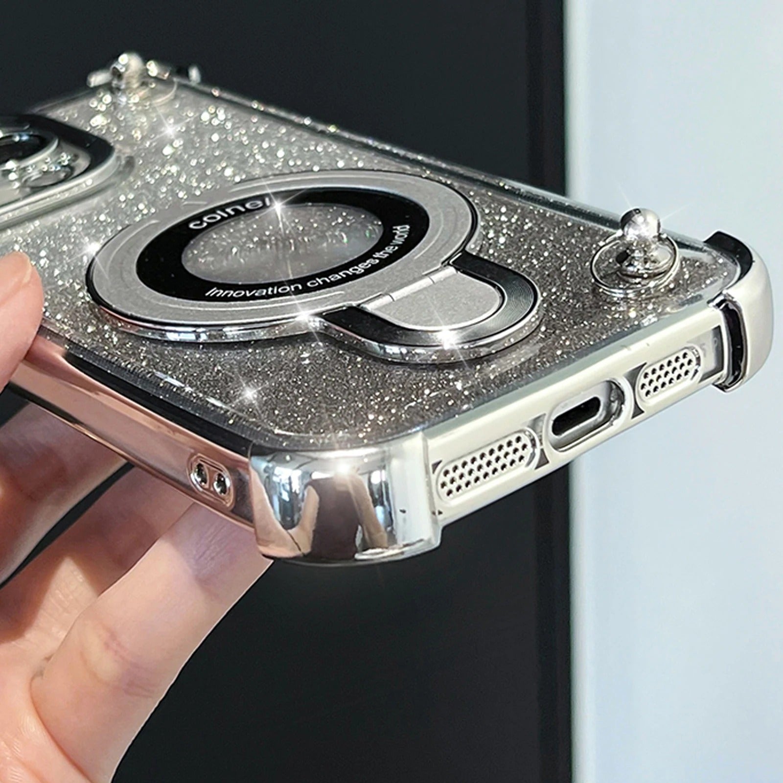 Premium iPhone Case — Four-Corner Anti-Drop TPU Cover with Wireless Charging Holder, Shockproof Lanyard Design & Half-Wrapped Protection