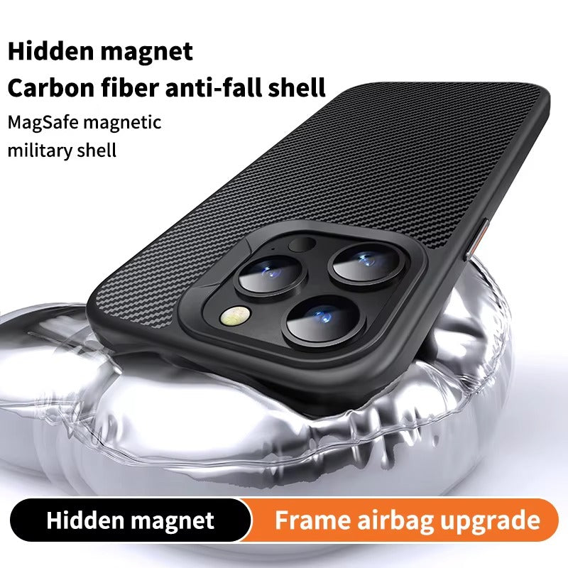 Premium iPhone Case — Kevlar Carbon Fiber Magnetic Cover with Shockproof Anti-Fingerprint Anti-Scratch Protection, Non-Slip Waterproof Design