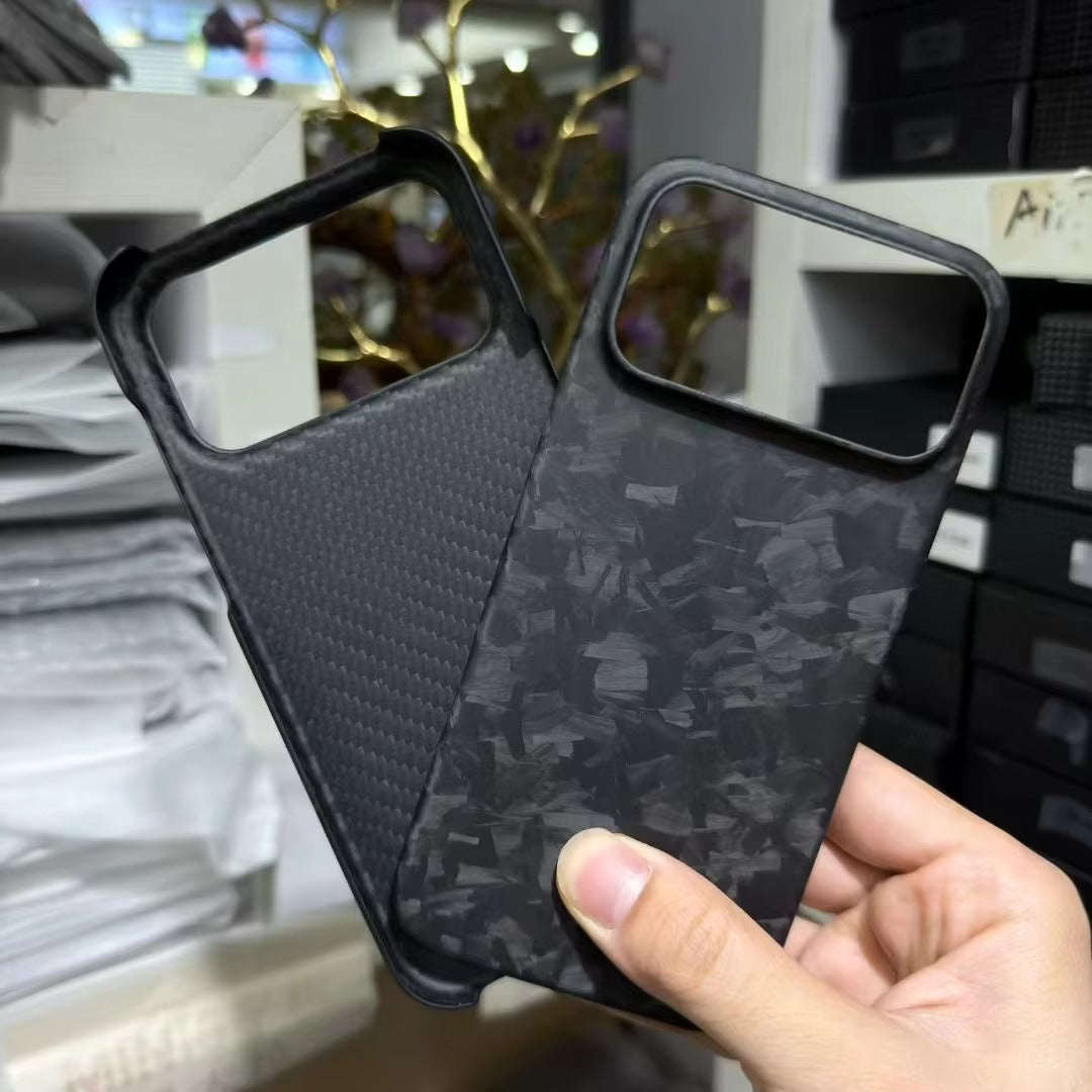 Premium iPhone Case — Genuine Forged Carbon Fiber Lightweight Cover with Anti-Fingerprint Non-Slip Surface & Tough Slim Business Protection