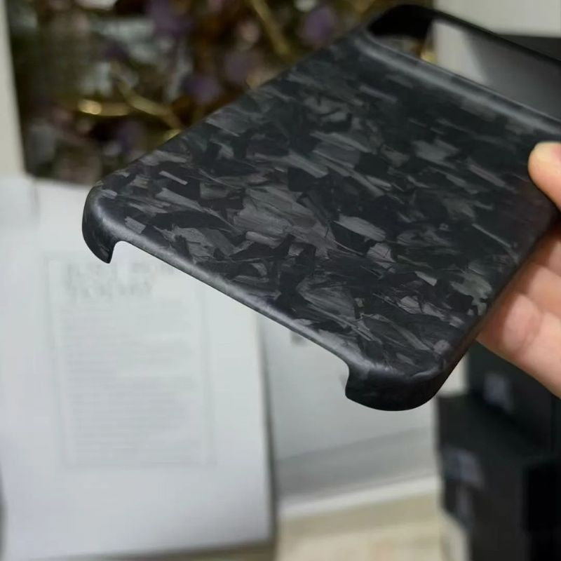 Premium iPhone Case — Genuine Forged Carbon Fiber Lightweight Cover with Anti-Fingerprint Non-Slip Surface & Tough Slim Business Protection