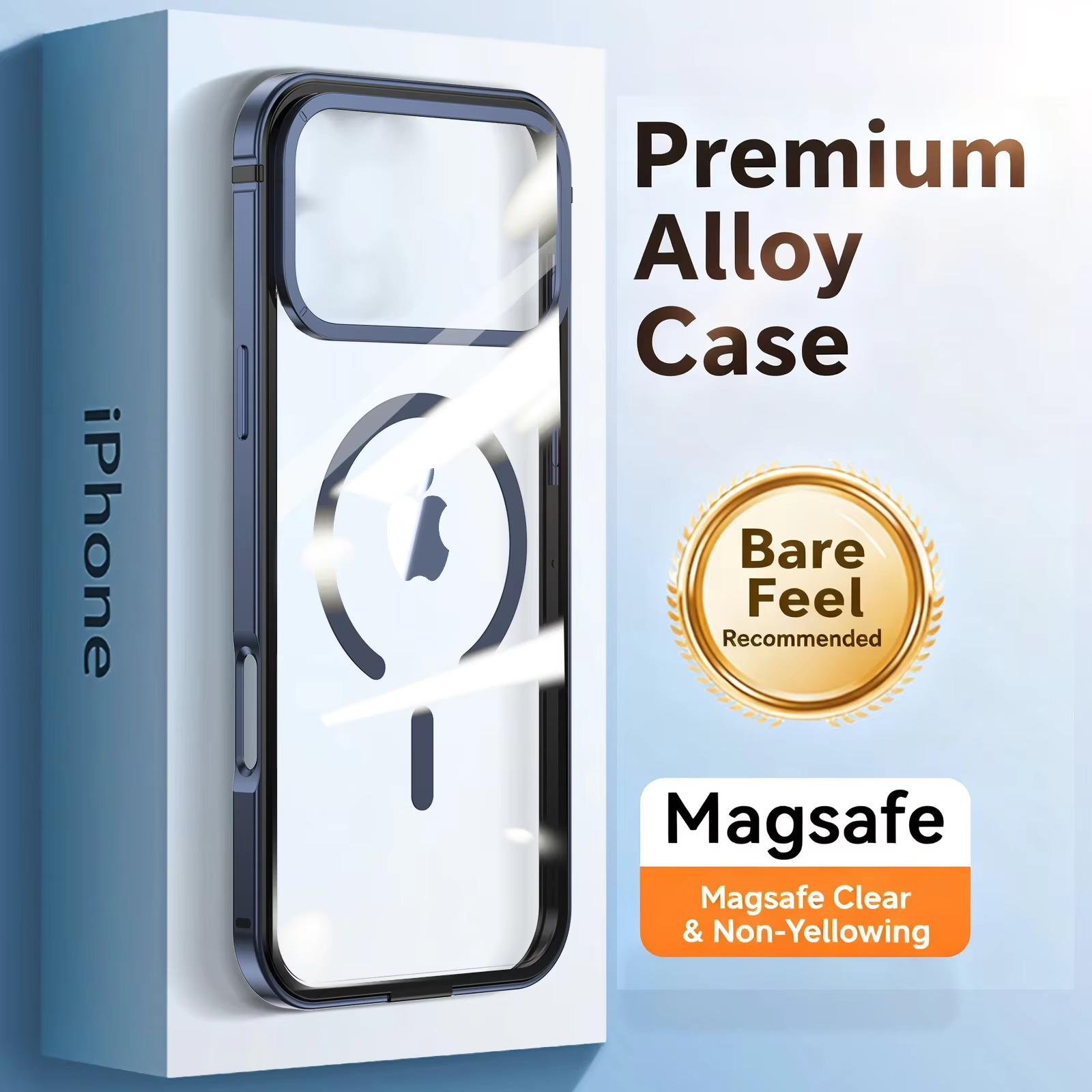 Premium iPhone Case — High-End Metal Frame with MagSafe Magnetic Charging, HD Acrylic Backplate, Durable Aluminum Alloy Protective Design