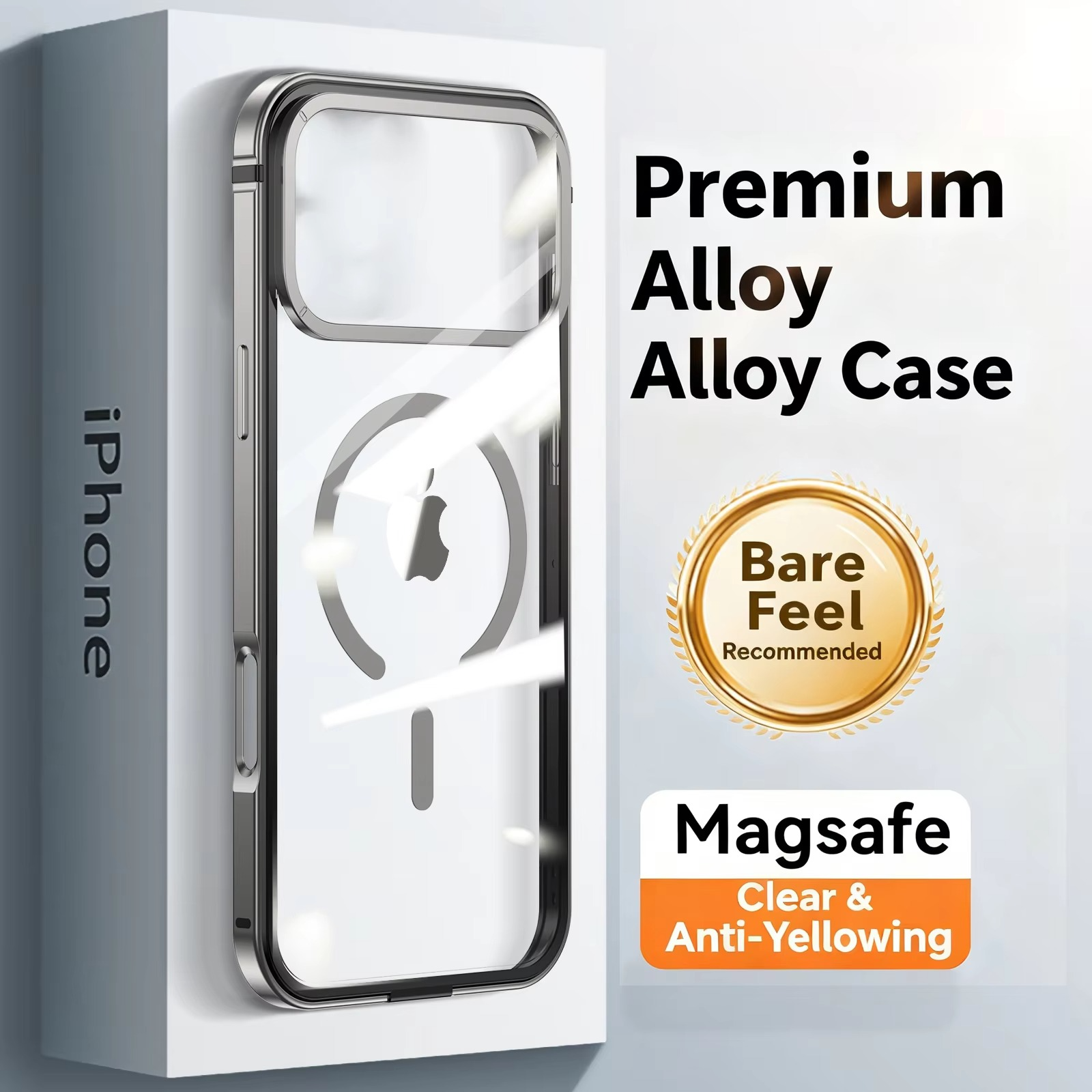 Premium iPhone Case — High-End Metal Frame with MagSafe Magnetic Charging, HD Acrylic Backplate, Durable Aluminum Alloy Protective Design