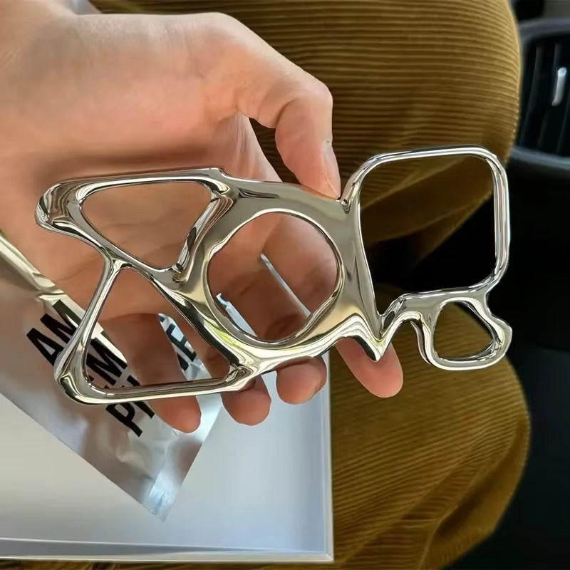 Premium iPhone Case — Hollow Electroplated Magnetic Cover with Shockproof Tough PC Design & Silver Plated Protective Frame