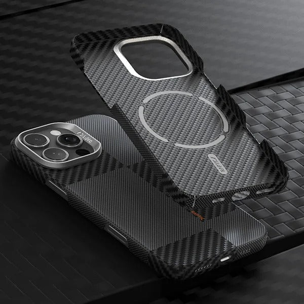 Premium iPhone Case — Kevlar Aramid Fiber MagSafe Cover with Military-Grade Drop Protection, Anti-Fingerprint Anti-Scratch Half-Wrapped Design & Wireless Charging Support