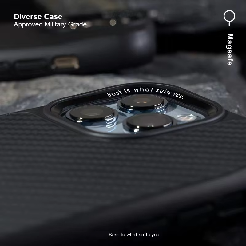 Premium iPhone Case — Kevlar Carbon Fiber Magnetic Cover with Shockproof Anti-Fingerprint Anti-Scratch Protection, Non-Slip Waterproof Design