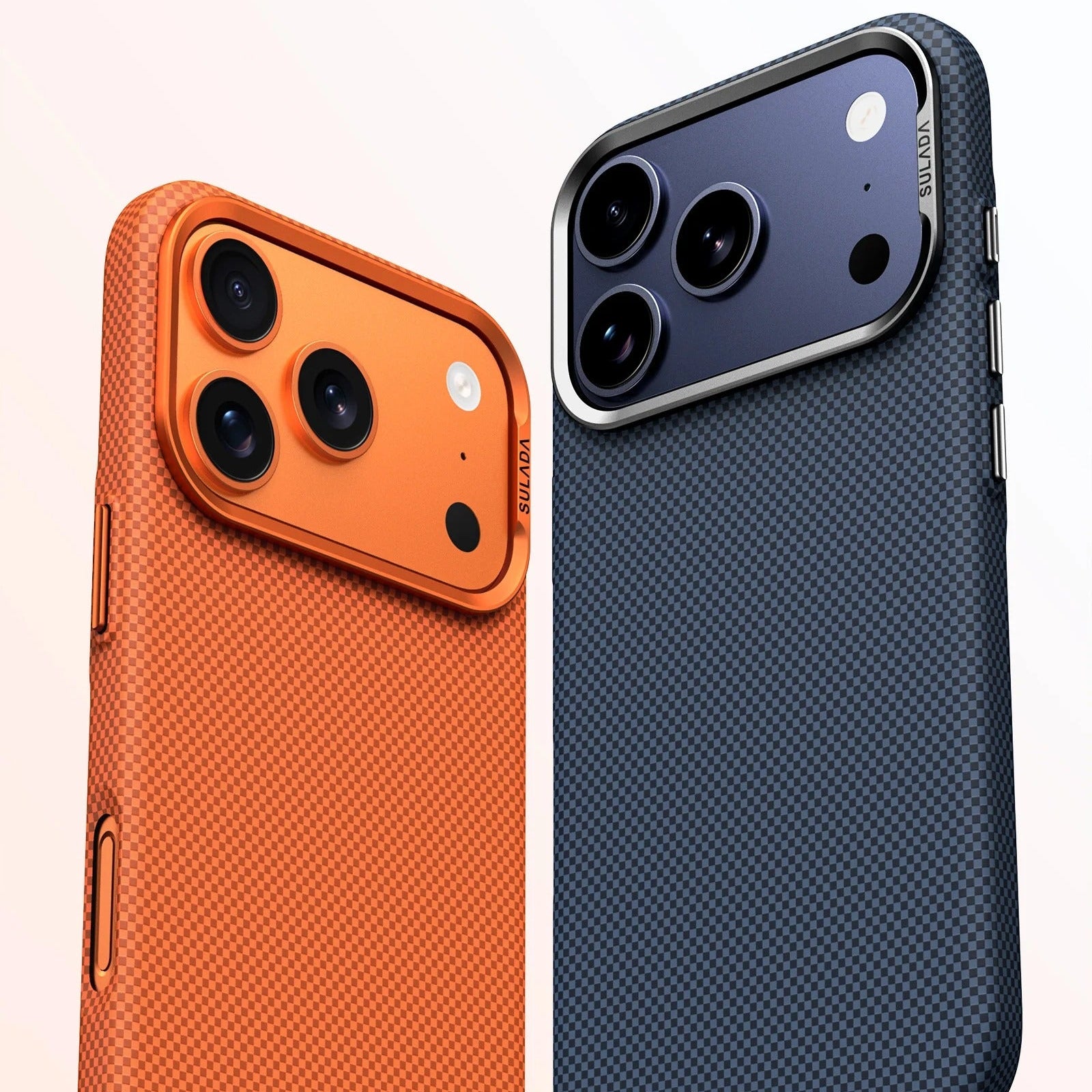 Premium iPhone Case — Kevlar Checkered Magnetic Stand Cover with Carbon Fiber Pattern, MagSafe PC Hard Shell & Raised Scratch-Resistant Lens Protection