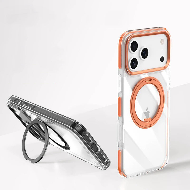 Premium iPhone Case — MagSafe Clear Protective Cover with 360° Ring Holder, Dustproof Design and Precise Fit Plastic Back Finish