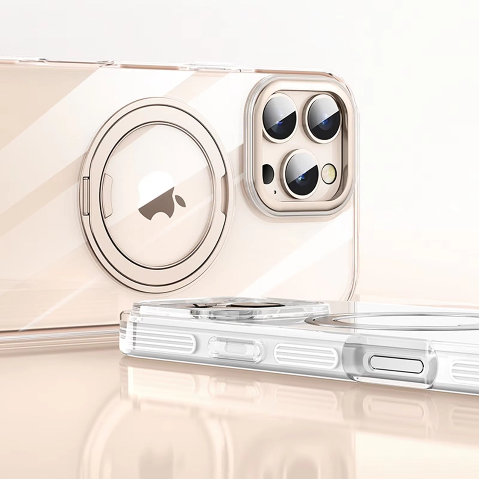 Premium iPhone Case — MagSafe Clear Protective Cover with 360° Ring Holder, Dustproof Design and Precise Fit Plastic Back Finish