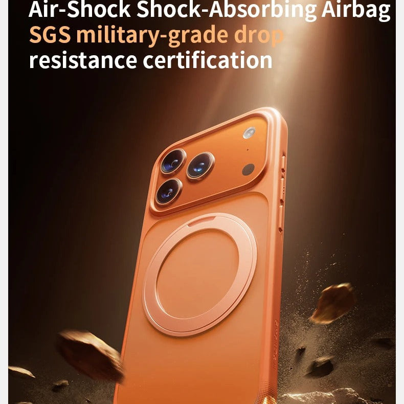 Premium iPhone Case — MagSafe Shockproof TPU Cover with 360° Rotating Stand, Camera Protection, Touch Button Design and Anti-Fingerprint Dustproof Finish