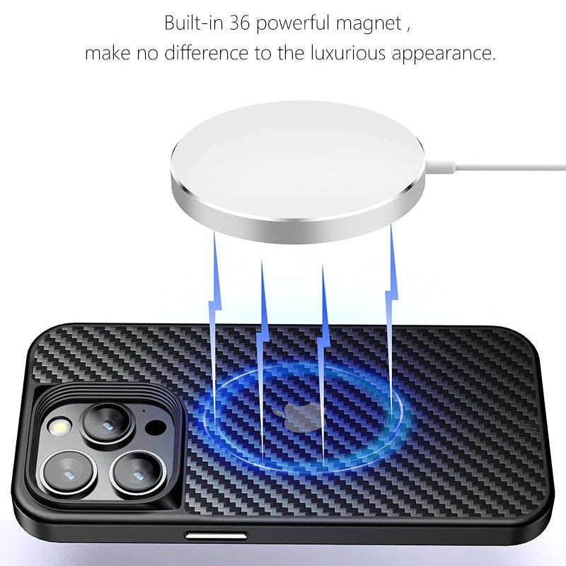 Premium iPhone Case — Magnetic Kevlar Aramid Fiber Cover with Anti-Drop Heavy-Duty Protection, Anti-Fingerprint Non-Slip Design & MagSafe Compatibility