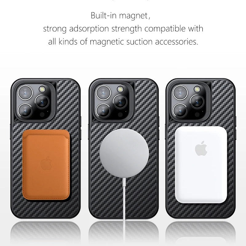 Premium iPhone Case — Magnetic Kevlar Aramid Fiber Cover with Anti-Drop Heavy-Duty Protection, Anti-Fingerprint Non-Slip Design & MagSafe Compatibility