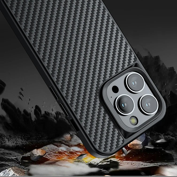 Premium iPhone Case — Magnetic Kevlar Aramid Fiber Cover with Anti-Drop Heavy-Duty Protection, Anti-Fingerprint Non-Slip Design & MagSafe Compatibility