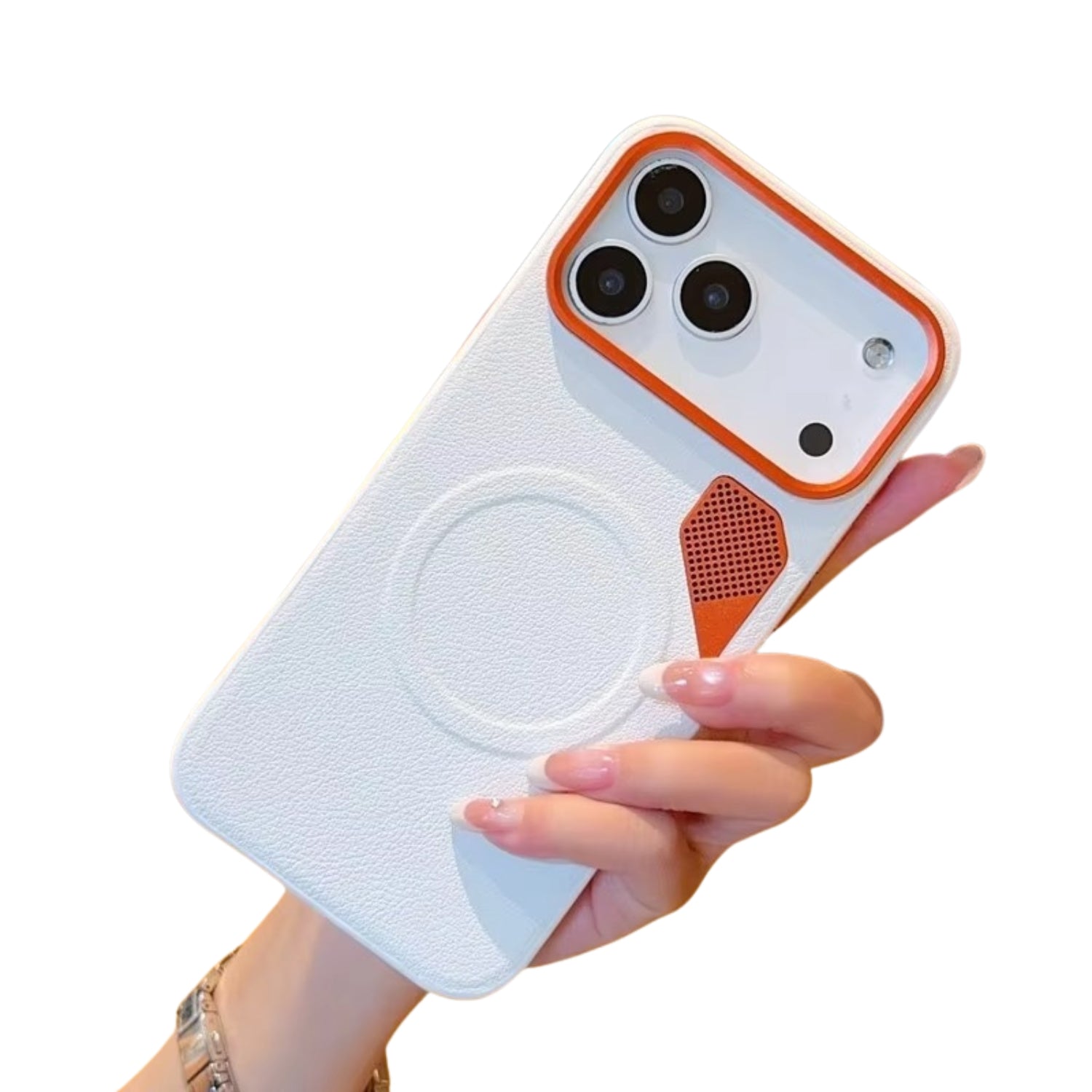 Premium iPhone Case — Magnetic PU Leather Cover with Heat-Dissipation Vents, Shockproof TPU+PC Frame and MagSafe Camera-Safe Design