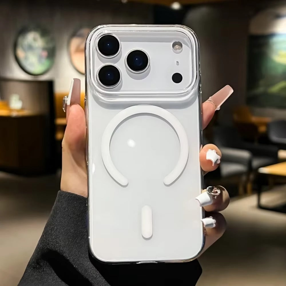 Premium iPhone Case — Magnetic Transparent Hard PC Slim Cover with Shockproof Protection and MagSafe Wireless-Charging Safe Design