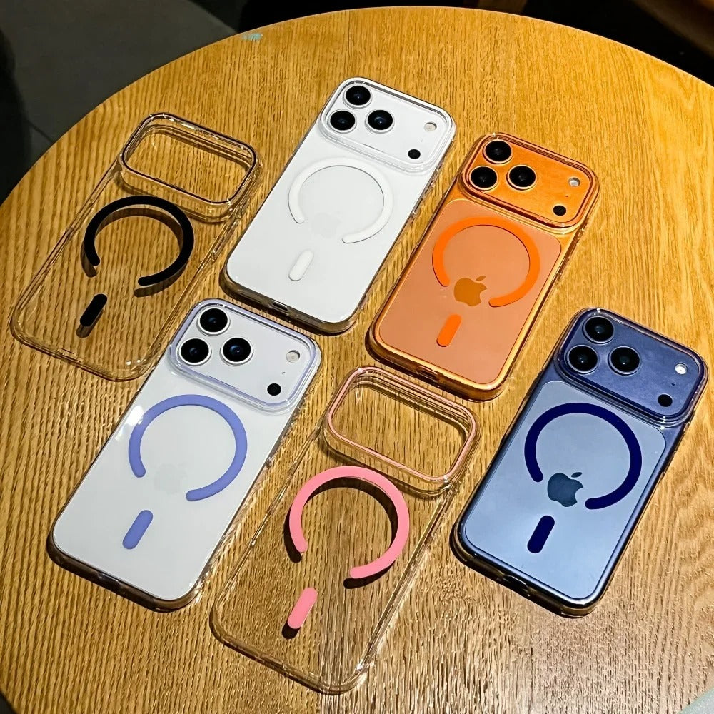 Premium iPhone Case — Magnetic Transparent Hard PC Slim Cover with Shockproof Protection and MagSafe Wireless-Charging Safe Design