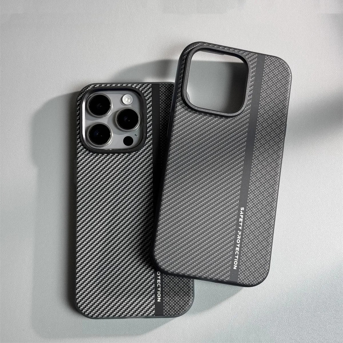 Premium iPhone Case — Matte Carbon Fiber Magnetic Cover with Shockproof Airbag Corners, Anti-Fingerprint Anti-Scratch Hybrid Protection & Metal Camera Frame