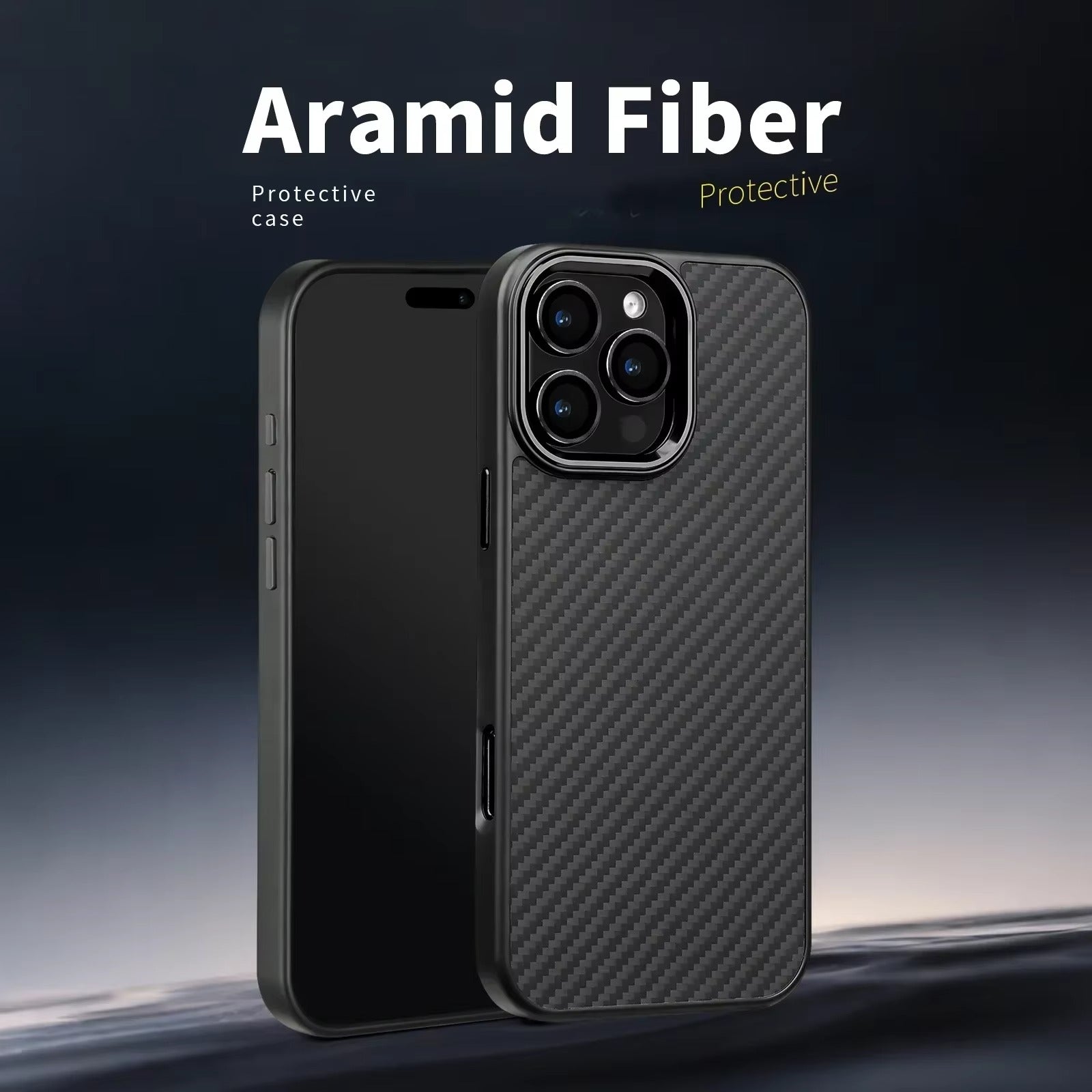 Premium iPhone Case — Metal Frame Carbon Fiber Aramid Armor Cover with Shockproof Full-Coverage Protection, Wireless Charging Support & Anti-Fingerprint Design